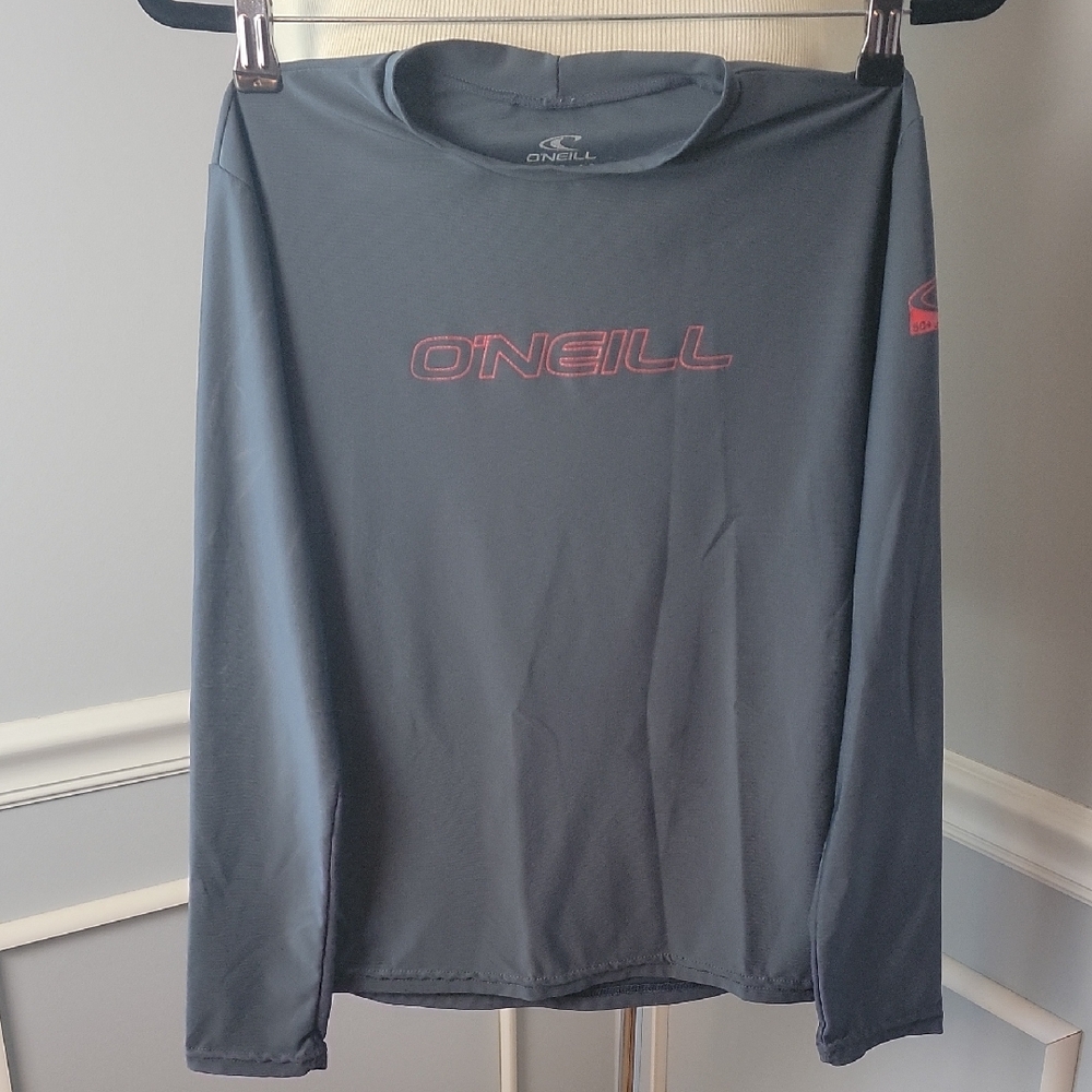 O'NEILL Unisex Gray UV Protection Long‎ Sleeve Rash Guard Activewear Beach Shirt